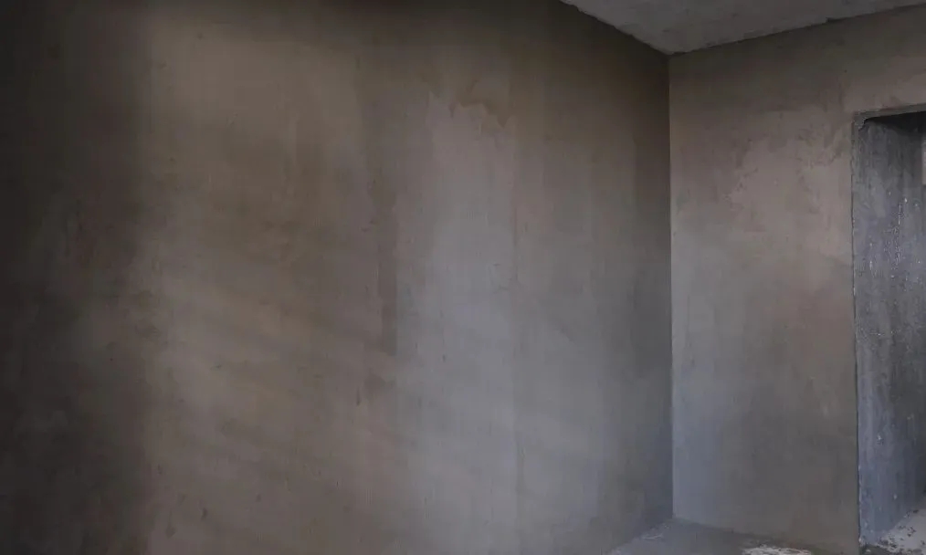 蔚建抹灰机器人完成的墙面